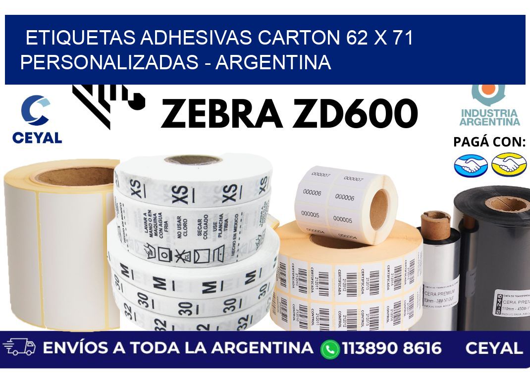 etiquetas adhesivas carton 62 x 71 personalizadas - Argentina