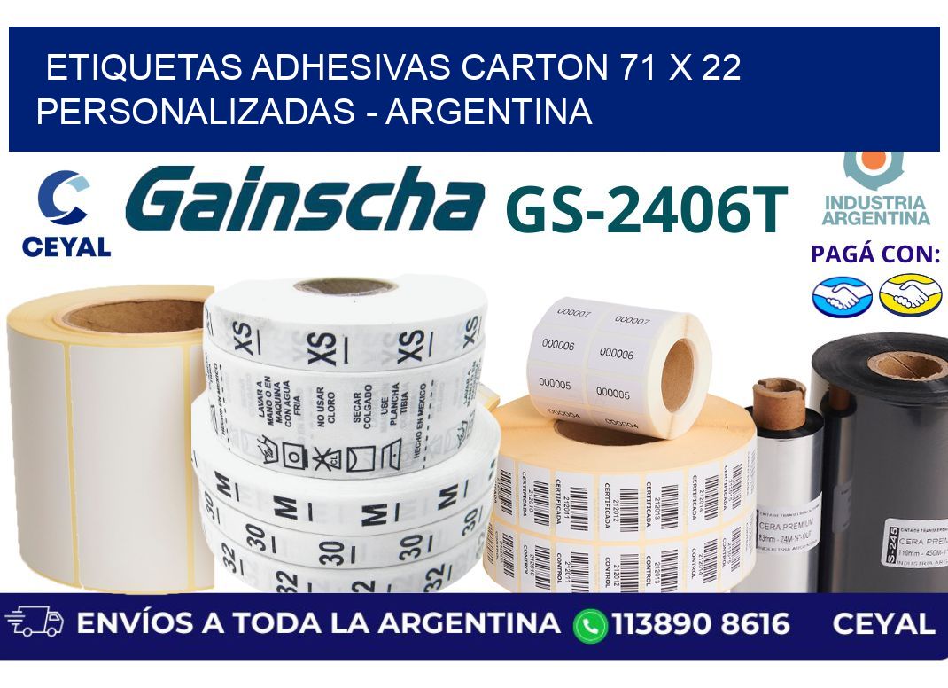 etiquetas adhesivas carton 71 x 22 personalizadas - Argentina