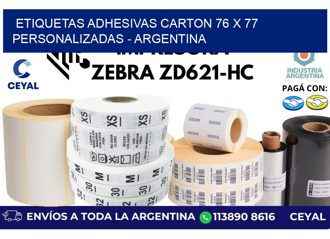 etiquetas adhesivas carton 76 x 77 personalizadas - Argentina