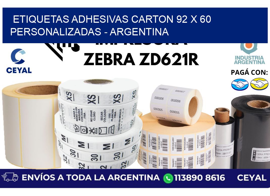 etiquetas adhesivas carton 92 x 60 personalizadas - Argentina