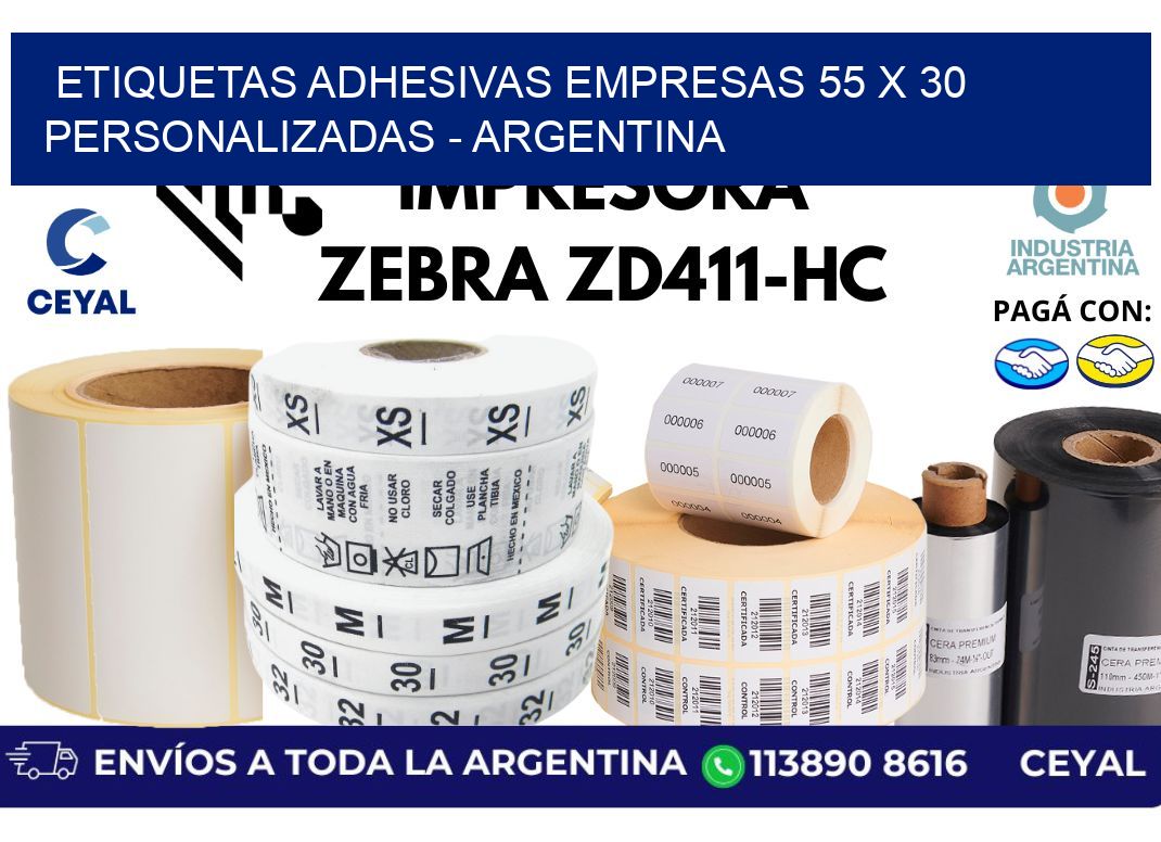 etiquetas adhesivas empresas 55 x 30 personalizadas - Argentina