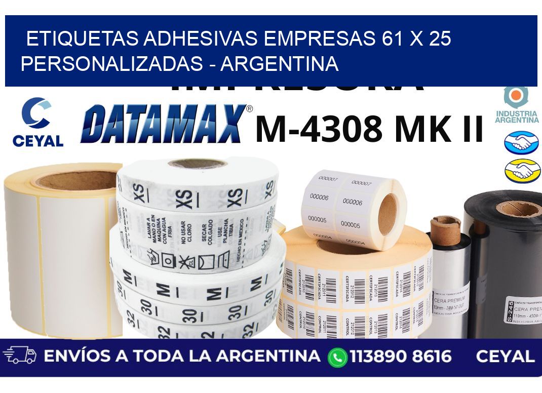 etiquetas adhesivas empresas 61 x 25 personalizadas - Argentina