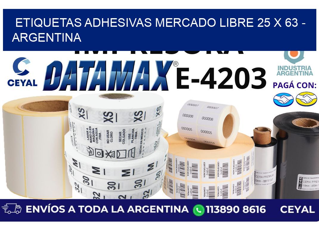 etiquetas adhesivas mercado libre 25 x 63 - Argentina