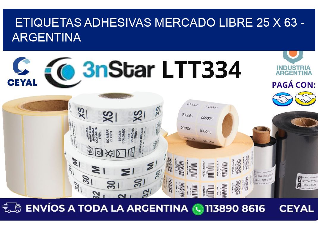 etiquetas adhesivas mercado libre 25 x 63 – Argentina