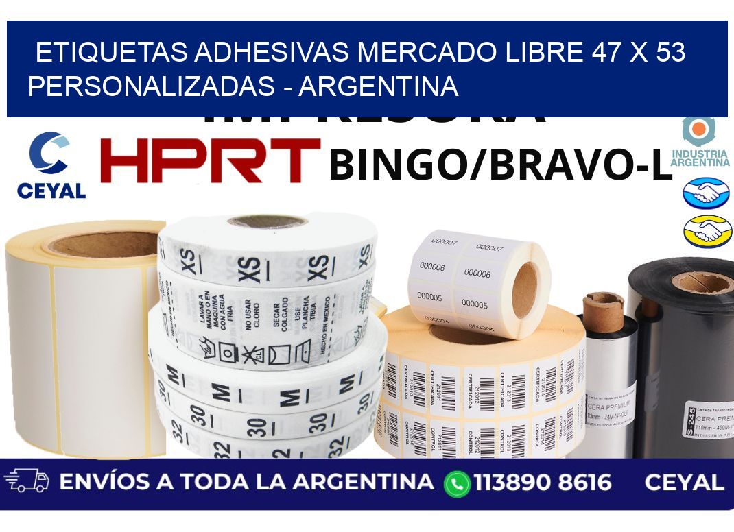 etiquetas adhesivas mercado libre 47 x 53 personalizadas - Argentina