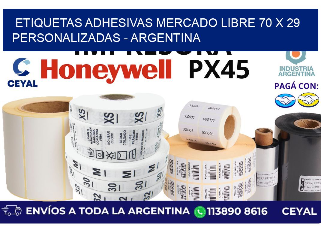 etiquetas adhesivas mercado libre 70 x 29 personalizadas - Argentina