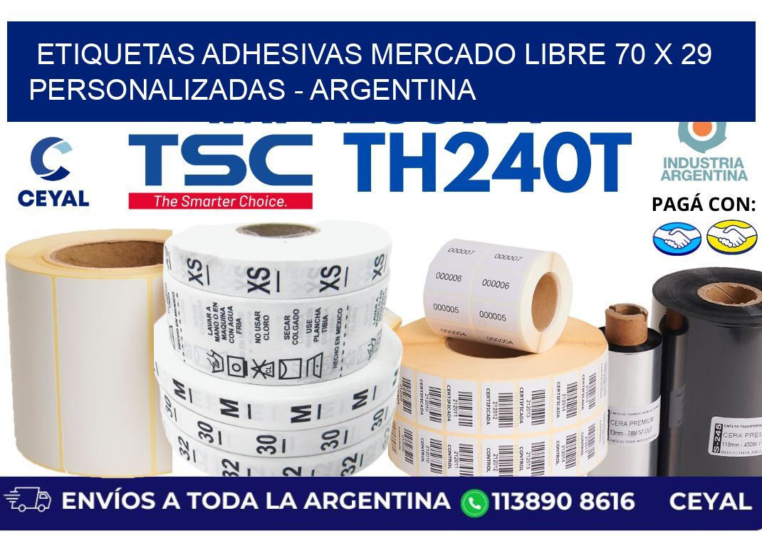 etiquetas adhesivas mercado libre 70 x 29 personalizadas – Argentina