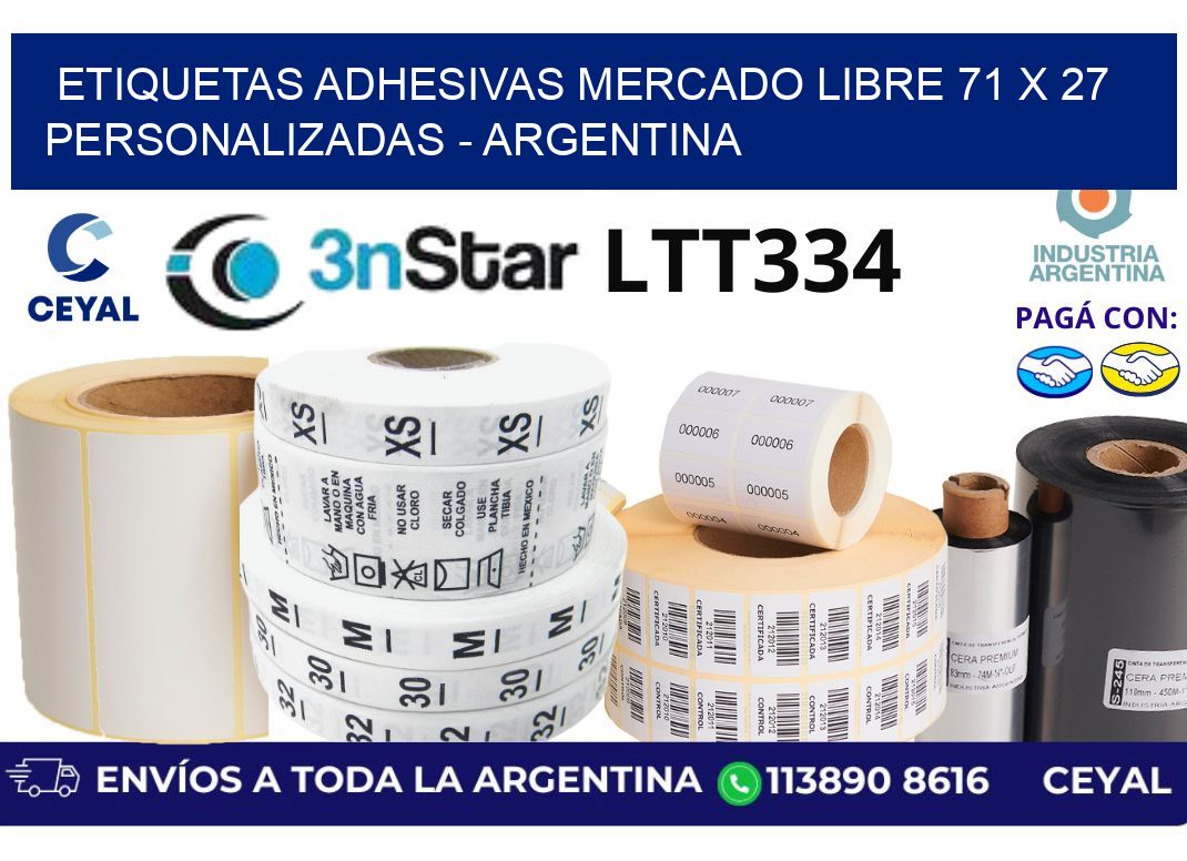 etiquetas adhesivas mercado libre 71 x 27 personalizadas – Argentina