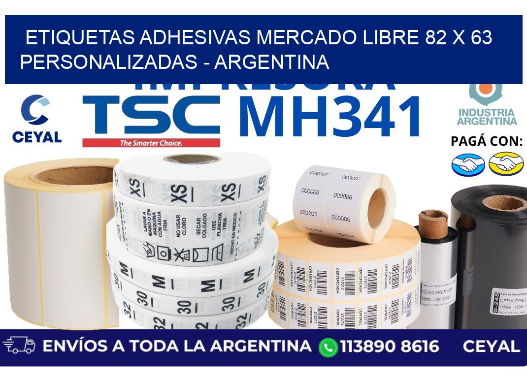 etiquetas adhesivas mercado libre 82 x 63 personalizadas - Argentina