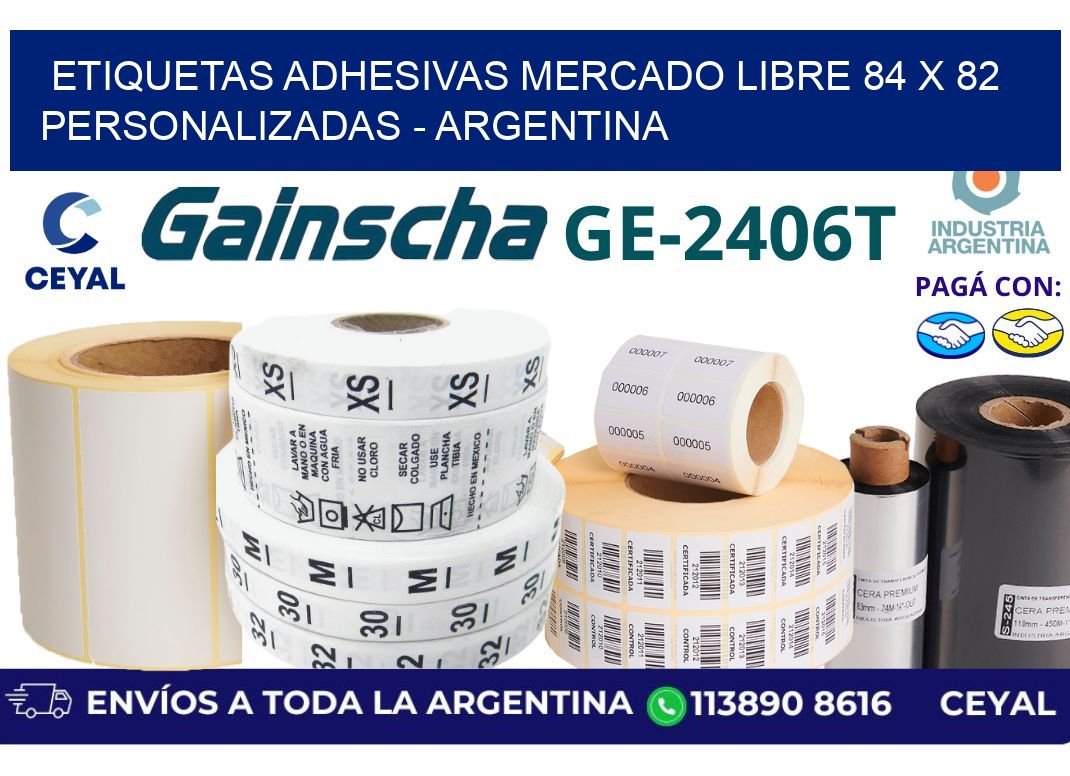 etiquetas adhesivas mercado libre 84 x 82 personalizadas – Argentina