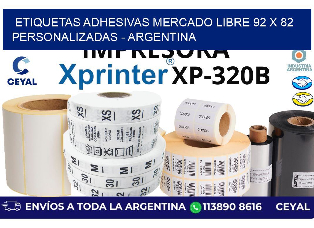 etiquetas adhesivas mercado libre 92 x 82 personalizadas - Argentina