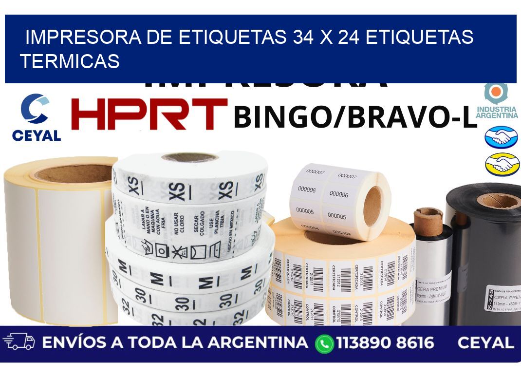 impresora de etiquetas 34 x 24 etiquetas termicas