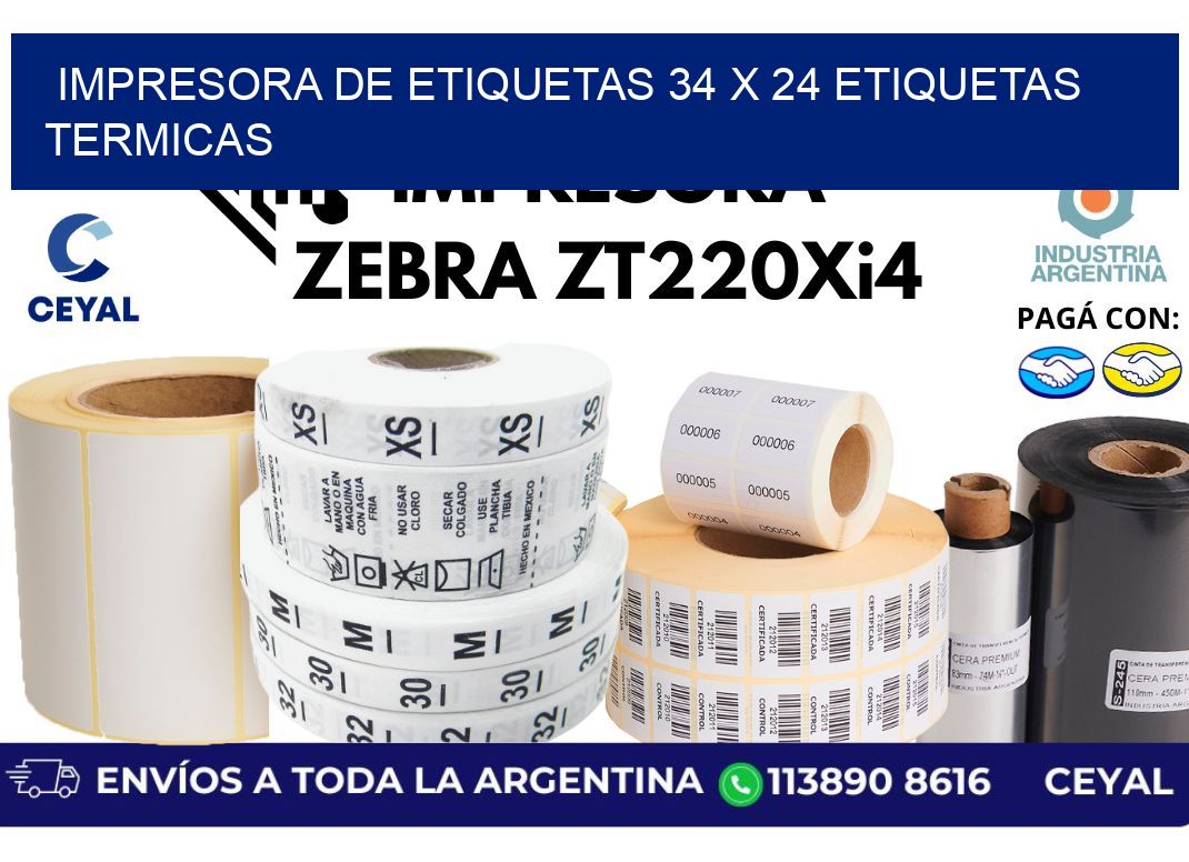 impresora de etiquetas 34 x 24 etiquetas termicas