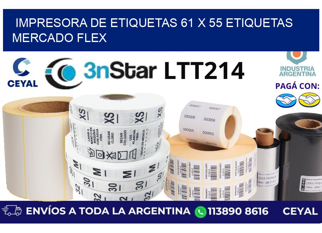 impresora de etiquetas 61 x 55 etiquetas mercado flex