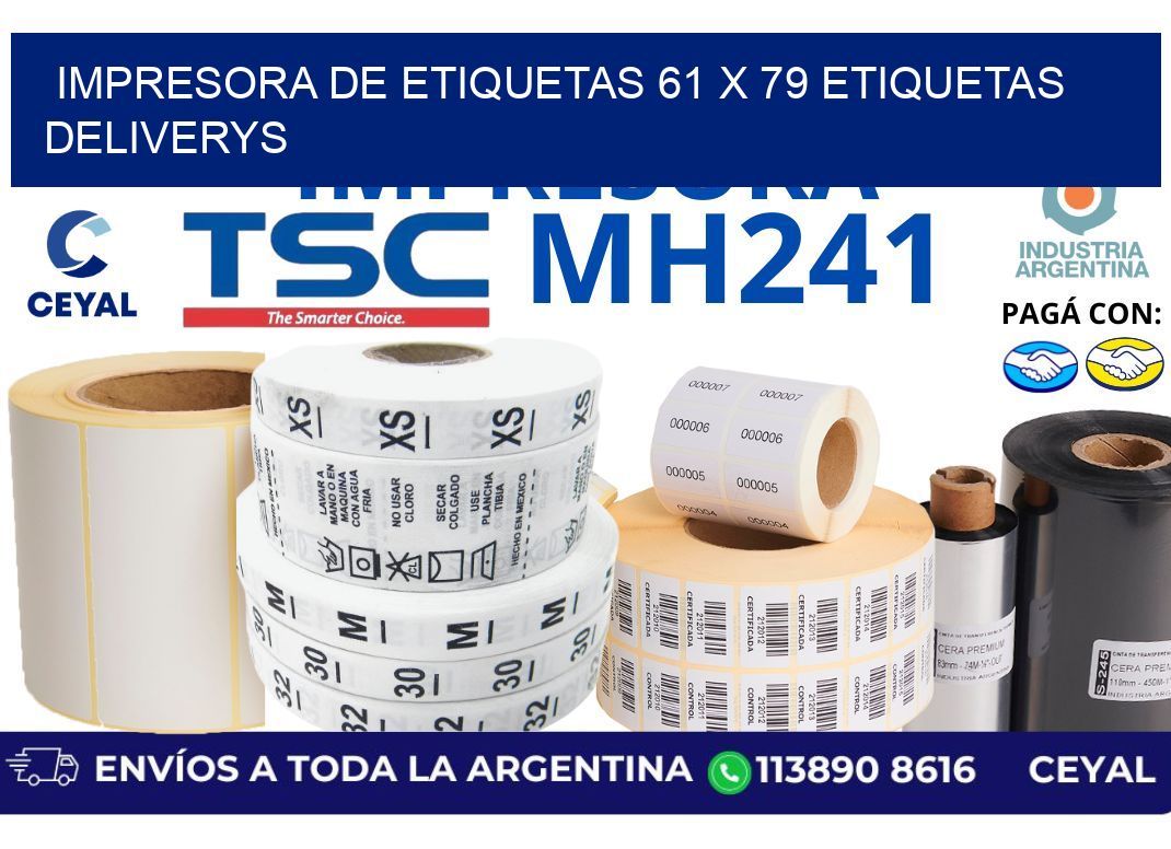 impresora de etiquetas 61 x 79 etiquetas deliverys