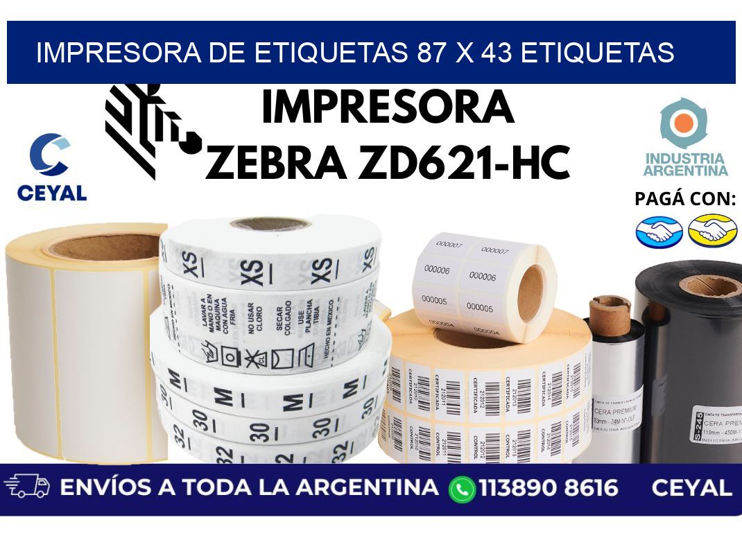 impresora de etiquetas 87 x 43 etiquetas