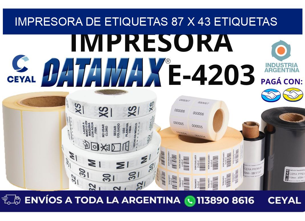 impresora de etiquetas 87 x 43 etiquetas