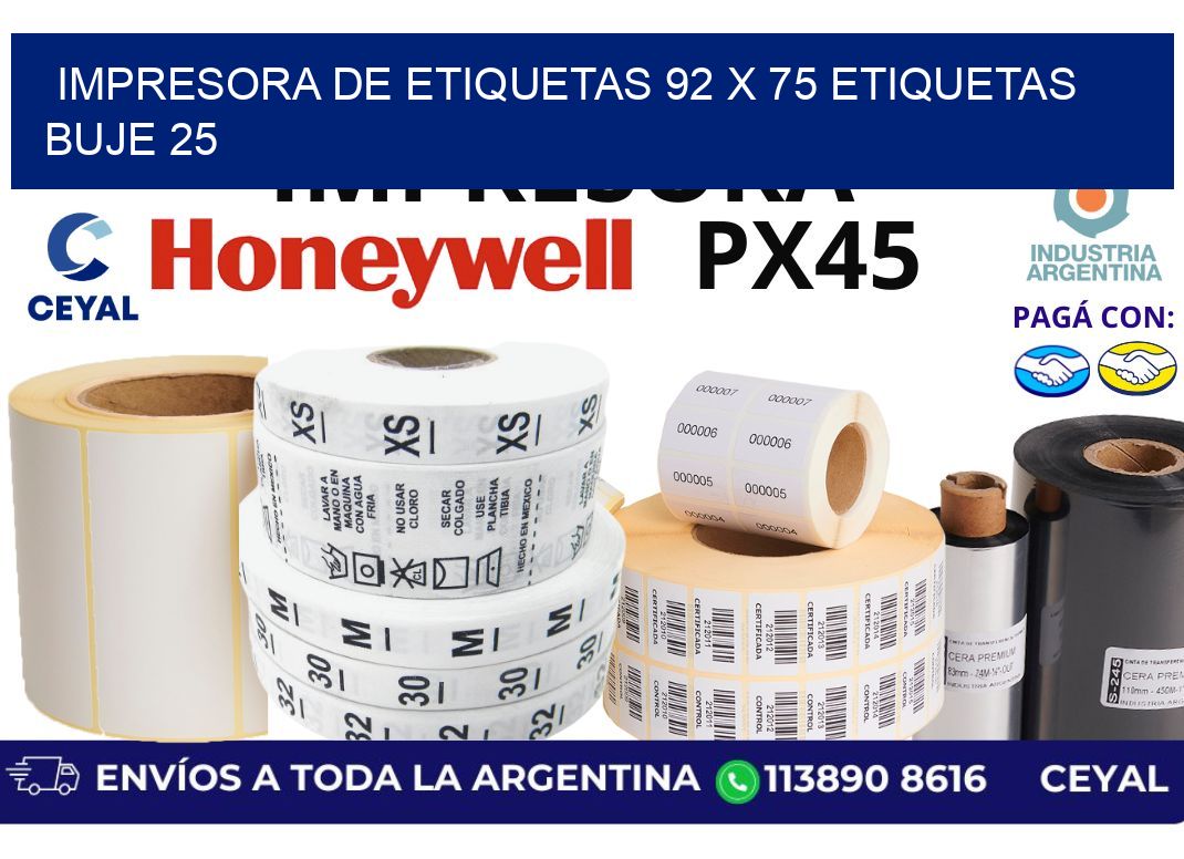 impresora de etiquetas 92 x 75 etiquetas buje 25