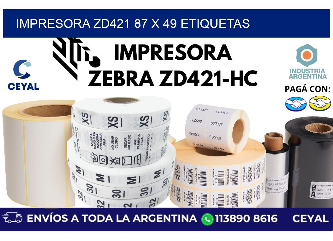 impresora zd421 87 x 49 etiquetas
