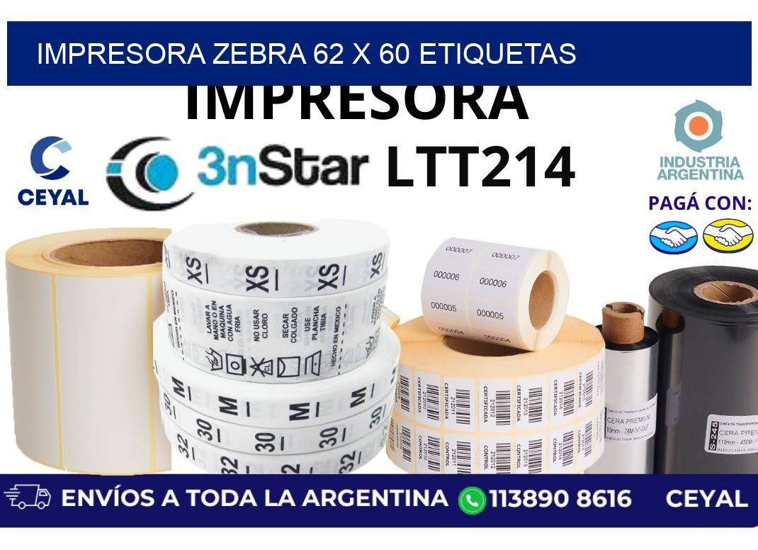 impresora zebra 62 x 60 etiquetas
