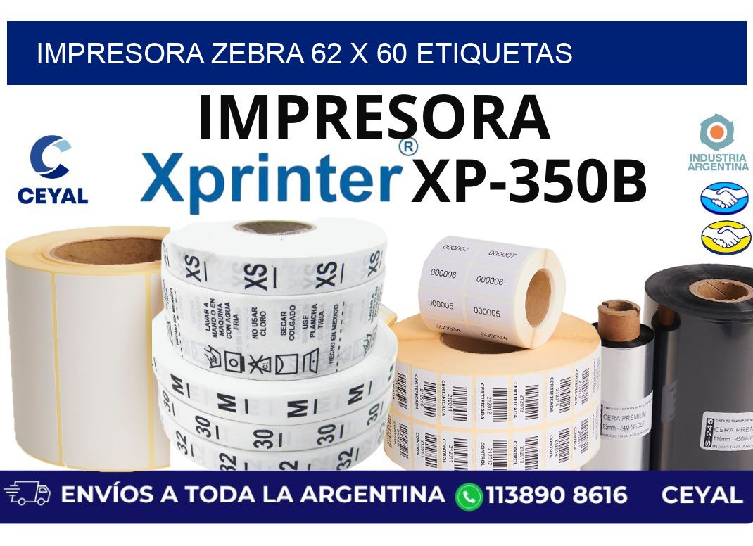 impresora zebra 62 x 60 etiquetas