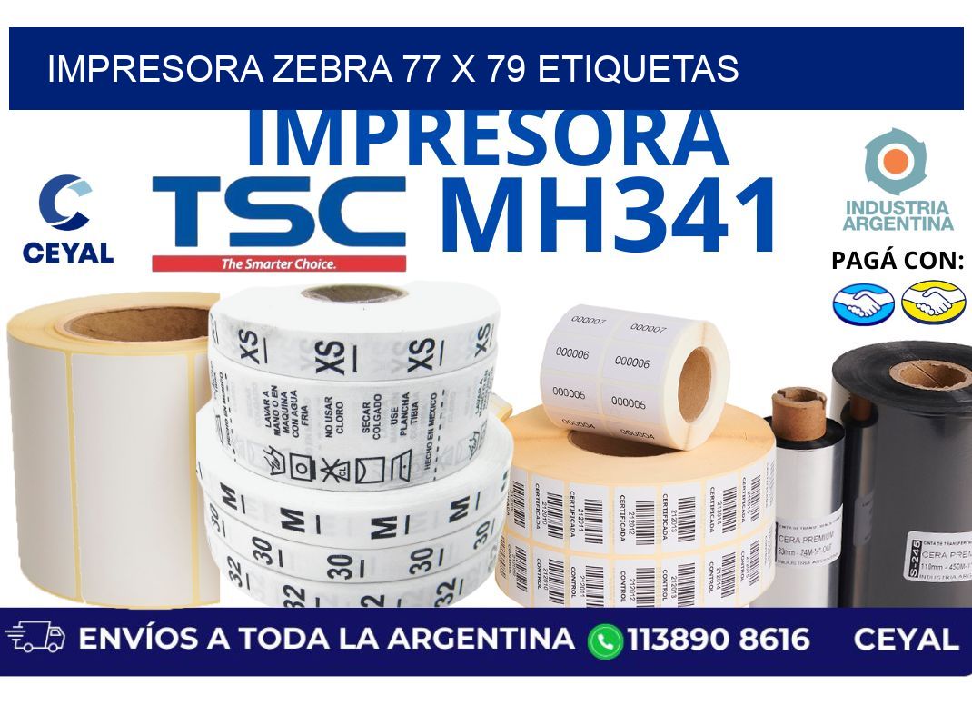 impresora zebra 77 x 79 etiquetas