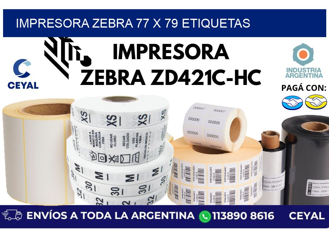 impresora zebra 77 x 79 etiquetas