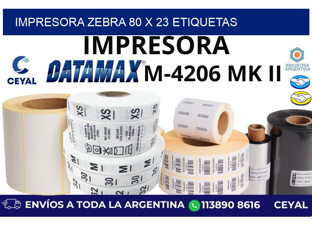 impresora zebra 80 x 23 etiquetas
