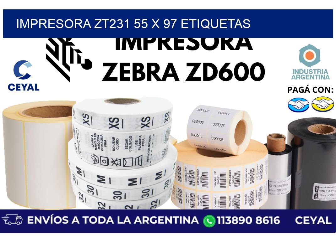 impresora zt231 55 x 97 etiquetas