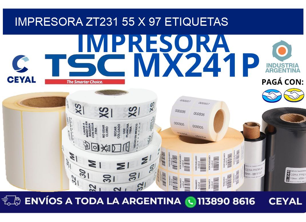 impresora zt231 55 x 97 etiquetas