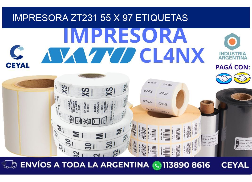 impresora zt231 55 x 97 etiquetas