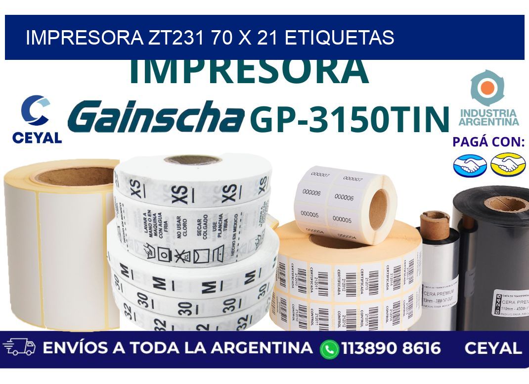 impresora zt231 70 x 21 etiquetas