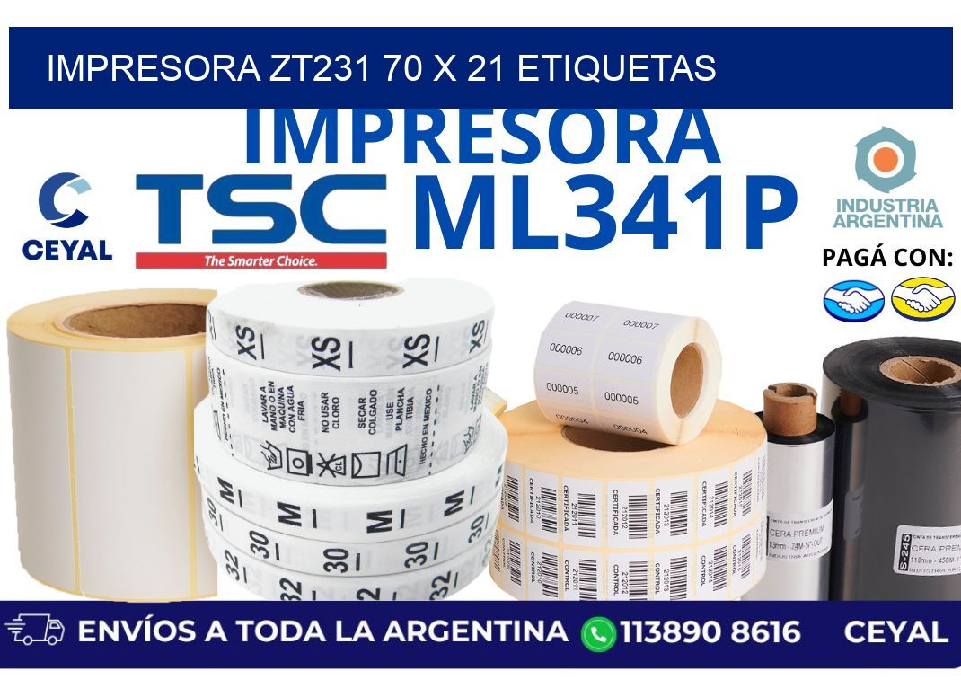 impresora zt231 70 x 21 etiquetas