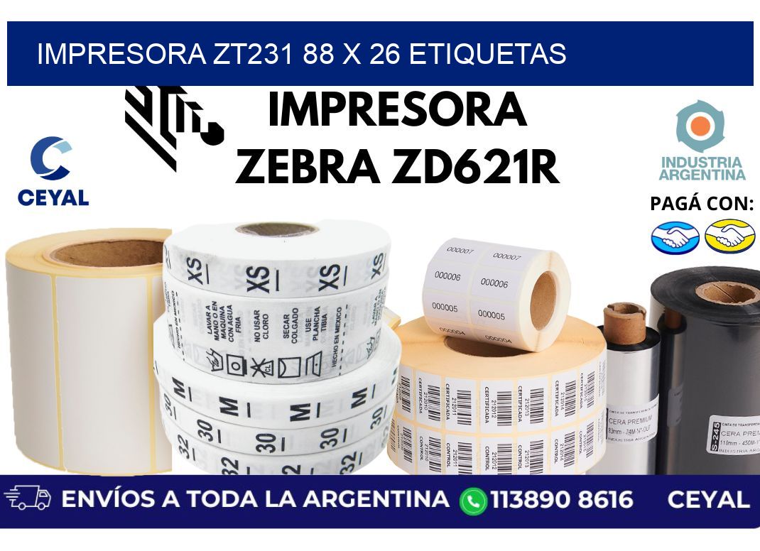 impresora zt231 88 x 26 etiquetas