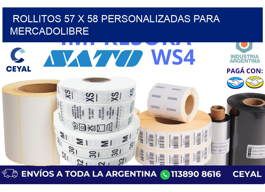 rollitos 57 x 58 personalizadas para mercadolibre