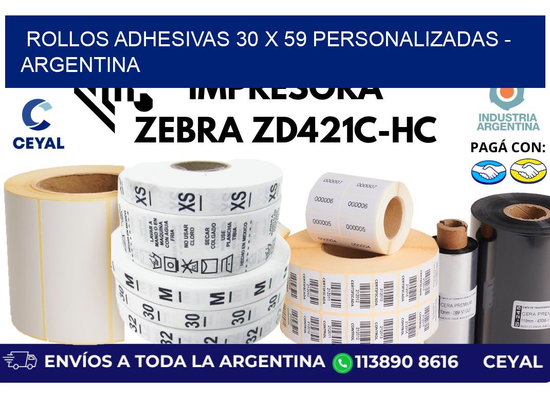 rollos adhesivas 30 x 59 personalizadas - Argentina