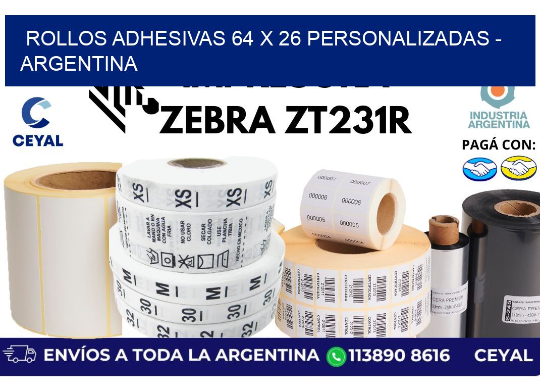 rollos adhesivas 64 x 26 personalizadas – Argentina
