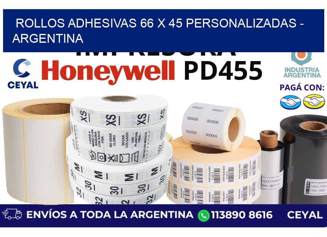 rollos adhesivas 66 x 45 personalizadas - Argentina