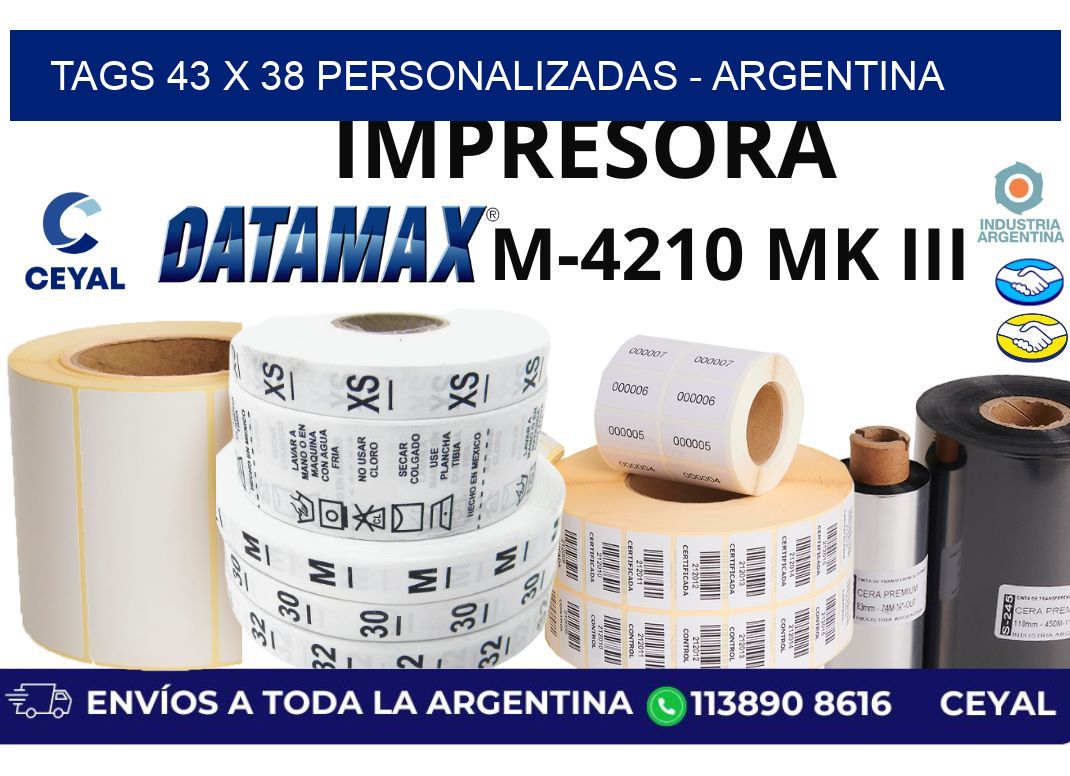 tags 43 x 38 personalizadas - Argentina