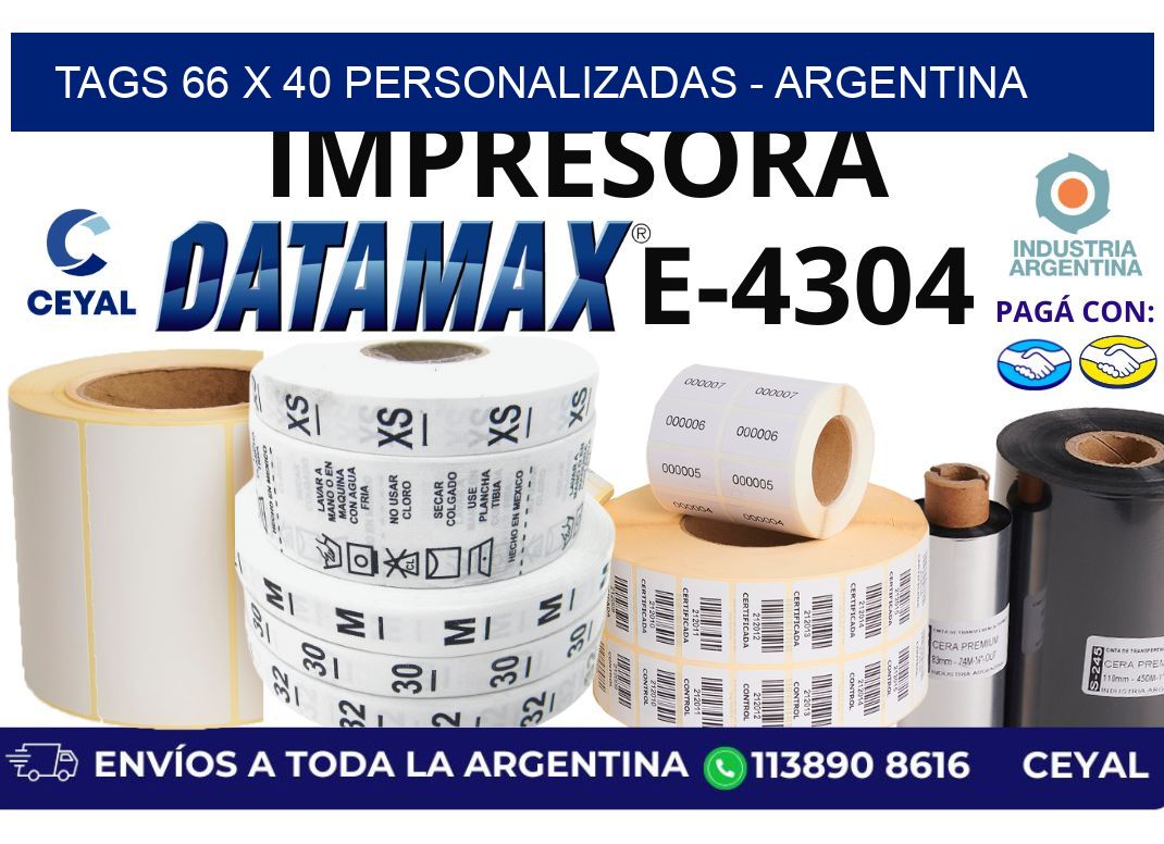 tags 66 x 40 personalizadas - Argentina