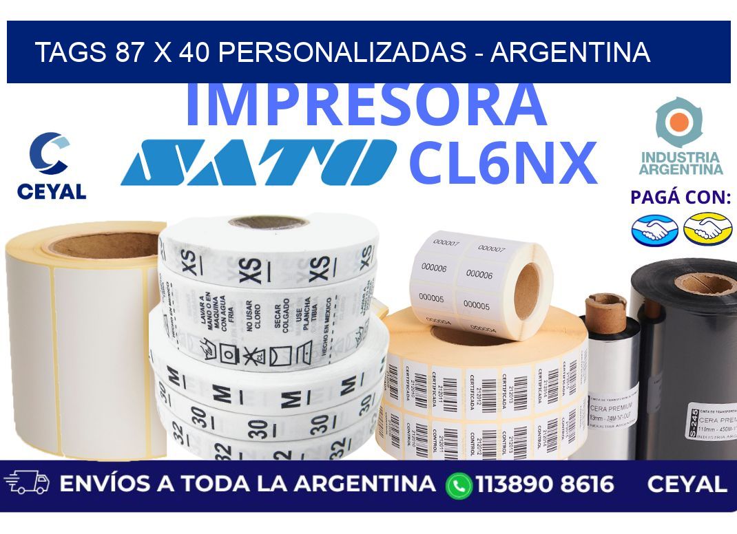 tags 87 x 40 personalizadas - Argentina