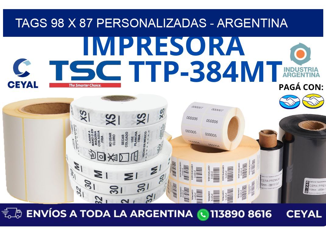 tags 98 x 87 personalizadas - Argentina