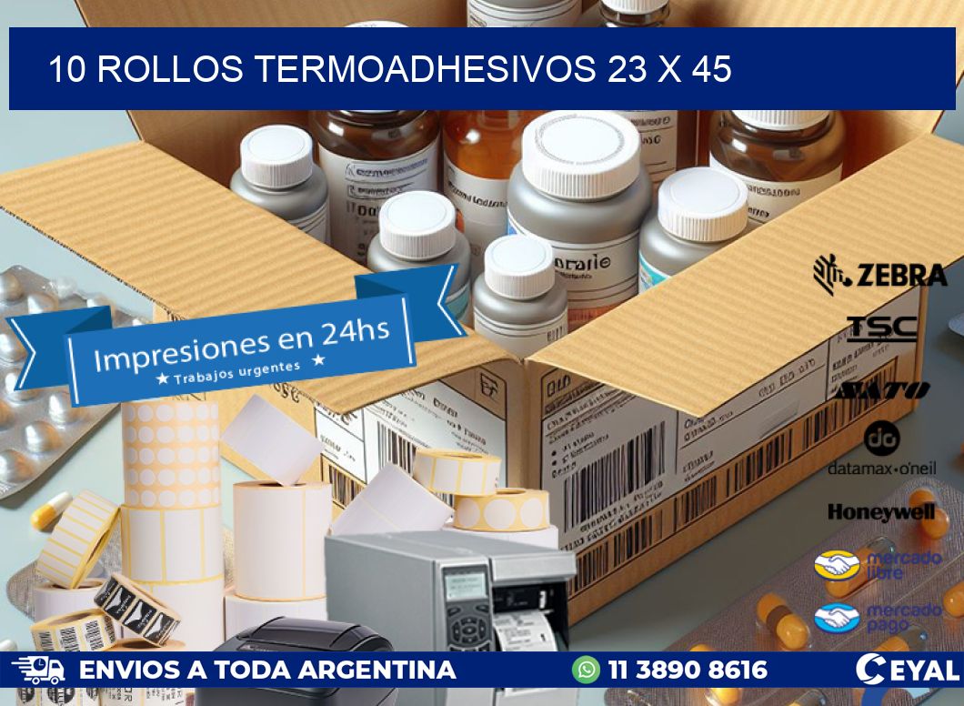 10 ROLLOS TERMOADHESIVOS 23 x 45