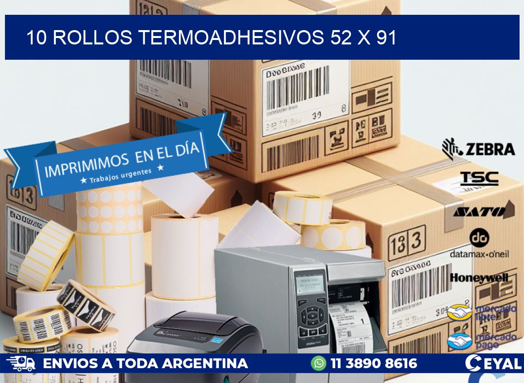 10 ROLLOS TERMOADHESIVOS 52 x 91