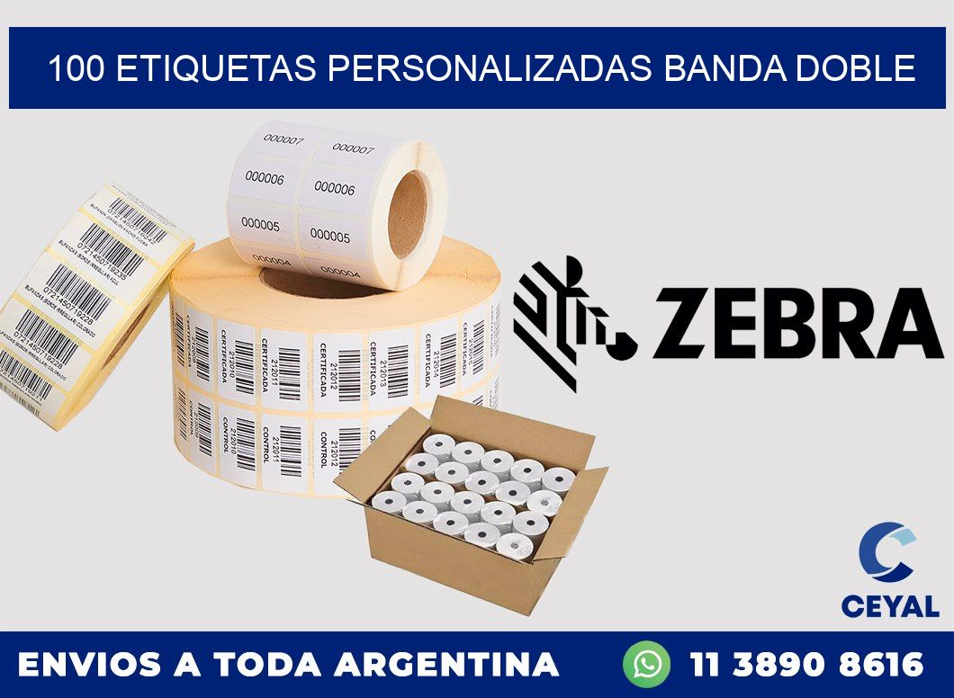 100 Etiquetas personalizadas banda doble