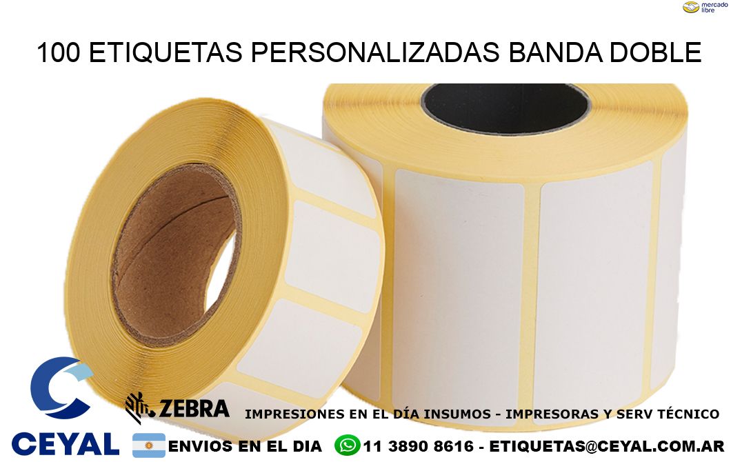 100 Etiquetas personalizadas banda doble