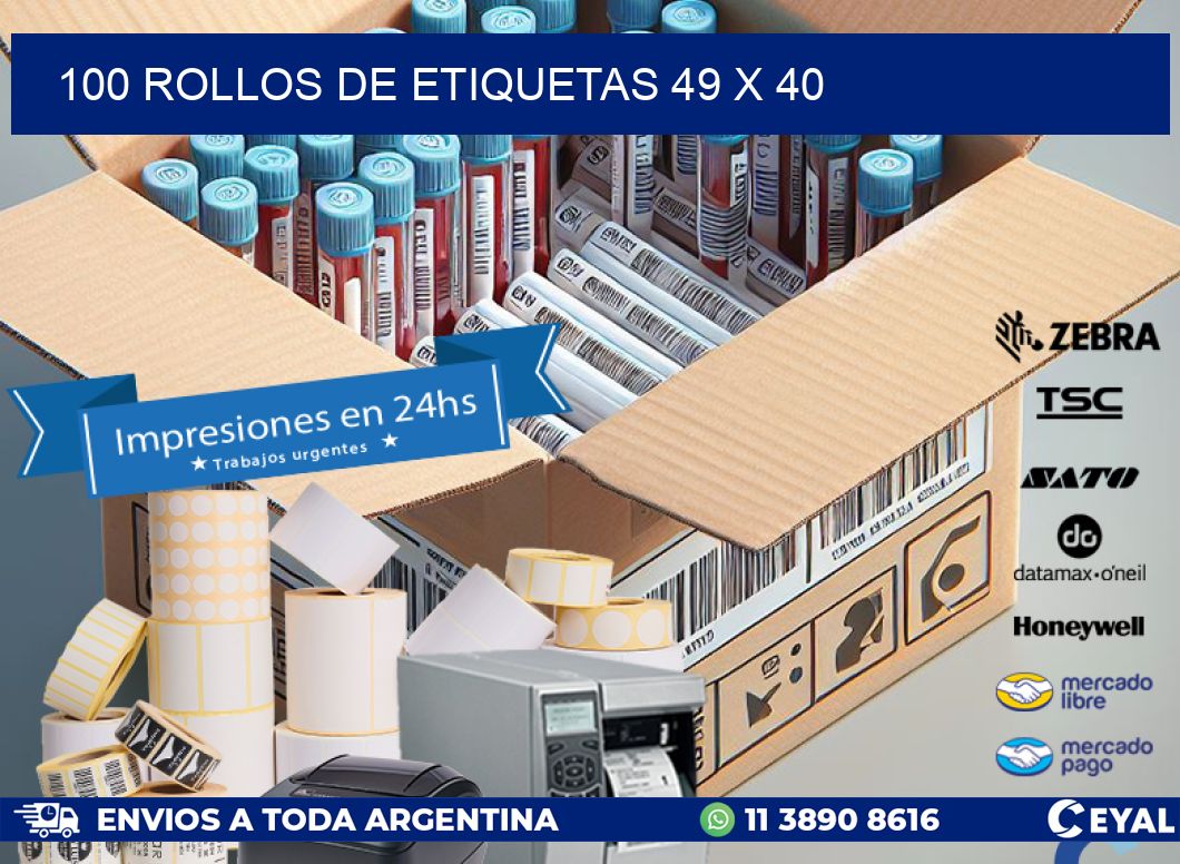 100 ROLLOS DE ETIQUETAS 49 x 40