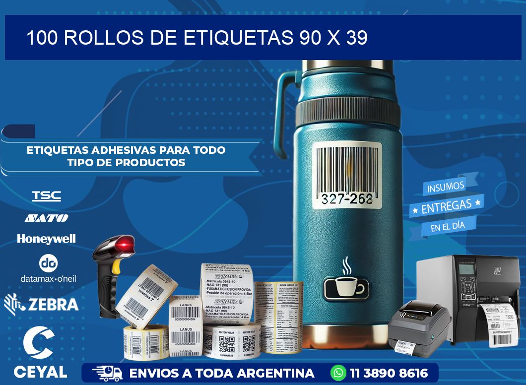 100 ROLLOS DE ETIQUETAS 90 x 39
