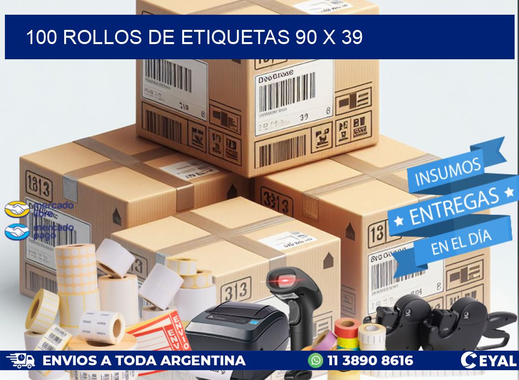 100 ROLLOS DE ETIQUETAS 90 x 39
