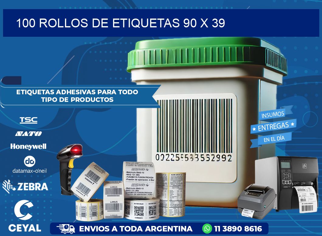 100 ROLLOS DE ETIQUETAS 90 x 39